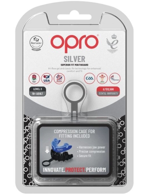 Opro Silver Match Level Gumshield (10yrs - Adult) - Blue